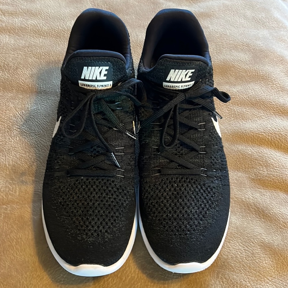 Nike Lunarlon Lunarepic Flyknit 2 Black Running Shoes Sneakers Low Slip-on 11.5